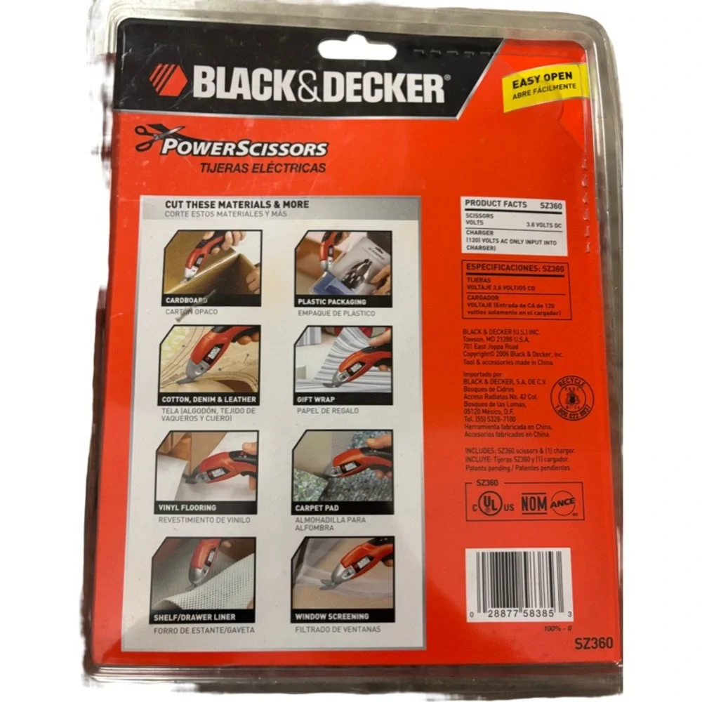 Black & Decker SZ360 Rechargeable Power Scissors, New In Package